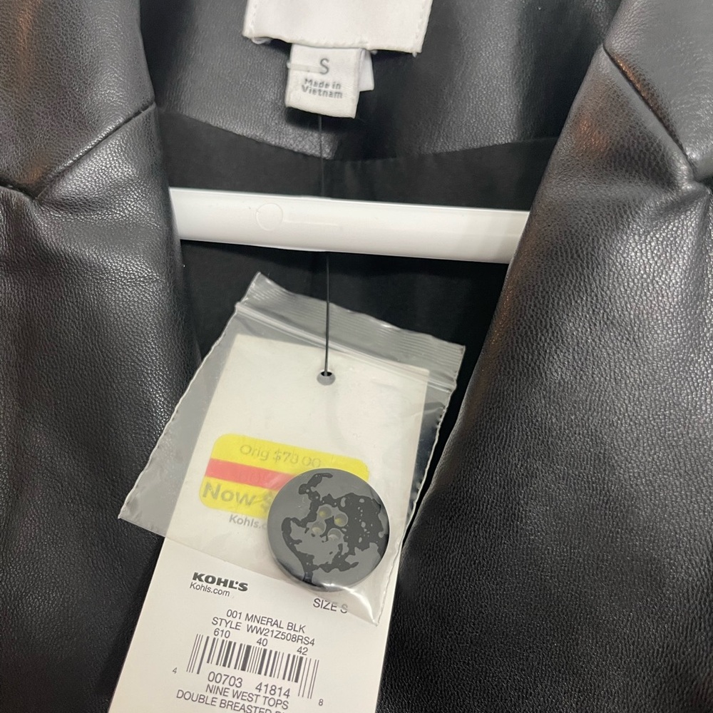 Nine West Black Fitted imitation leather Blazer Jacket size small women’s NWT - Picture 11 of 12